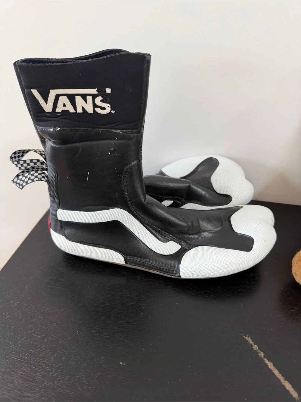 Vans Black High-Top surf booties with Red Logo